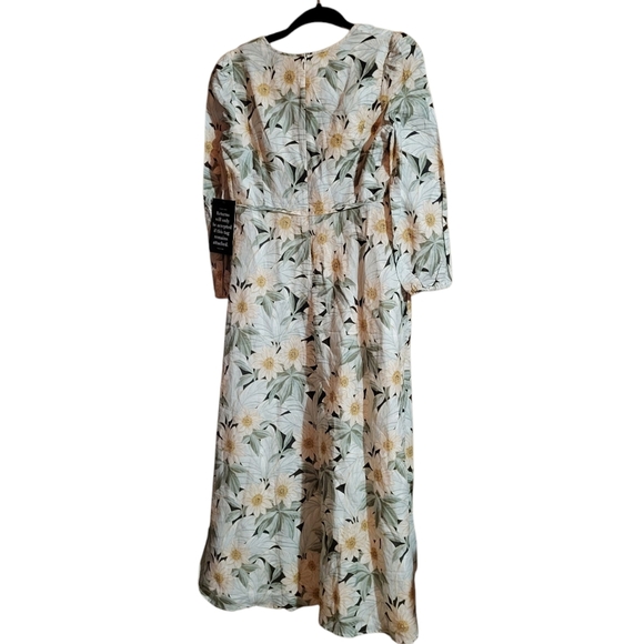 Tuckernuck Madison des Fleurs  Floral Linen Maxi Long Sleeve Dress Size Small - Picture 3 of 9